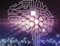 Computer circuit board in the form of the human brain